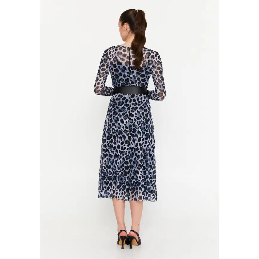 Chic Midi Dress with Long Sleeves Lycra Column - Casual Dress