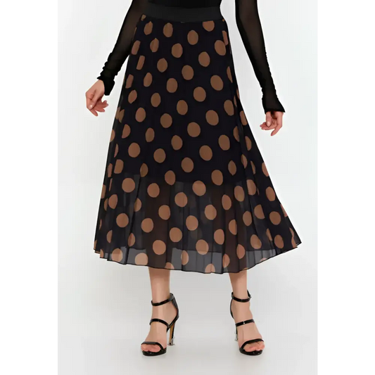 Black & Brown Geometric Print Maxi Skirt - Black-Brown / 36 - Skirt