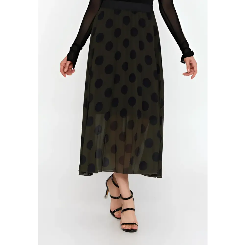 Black & Brown Geometric Print Maxi Skirt - Green-Black / 36 - Skirt