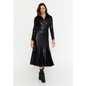 Black Faux Leather Midi Dress – Chic & Sleek - Black / 36 - Casual Dress