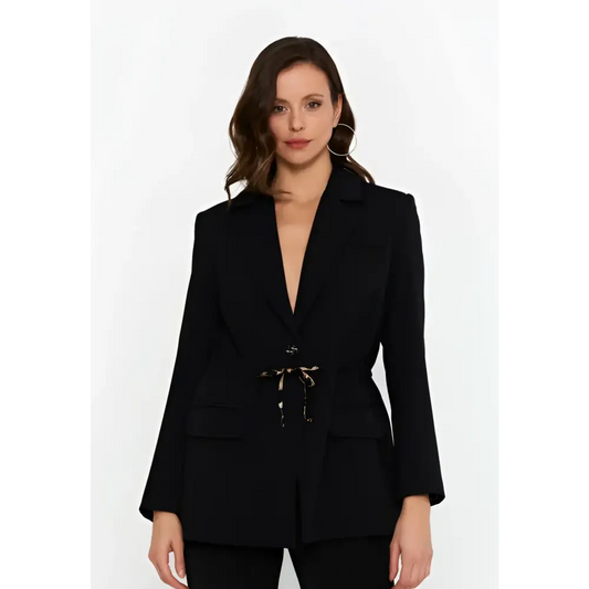 Black Tailored Blazer – Minimalist Long Sleeve Outerwear - Black / 36 - Jacket