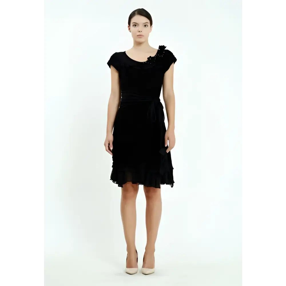 Camel Knit Midi Dress – Cozy Everyday Style - Black / 38 - Casual Dress