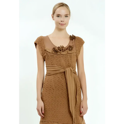 Camel Knit Midi Dress – Cozy Everyday Style - Casual Dress