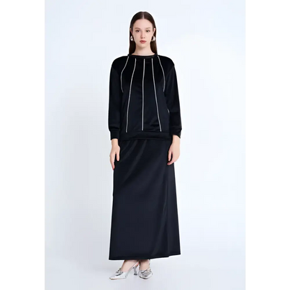 Camel Velvet Co-Ord Set – Luxe Long Sleeve Look - Black / 36 - Outfit Set