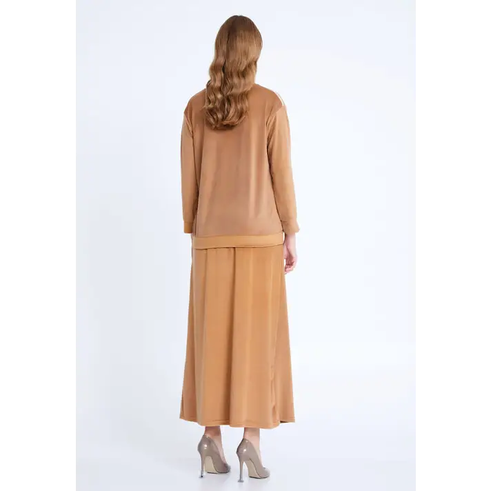 Camel Velvet Co-Ord Set – Luxe Long Sleeve Look - Outfit Set