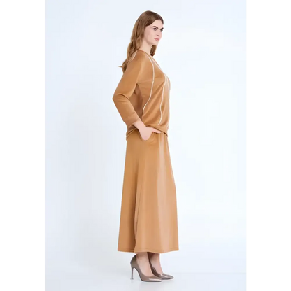 Camel Velvet Co-Ord Set – Luxe Long Sleeve Look - Outfit Set