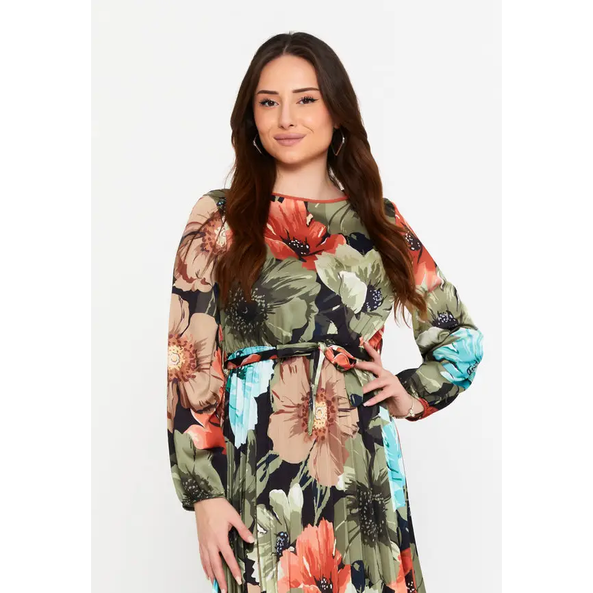 Chic Midi Dress with Long Sleeves - Casual Dress