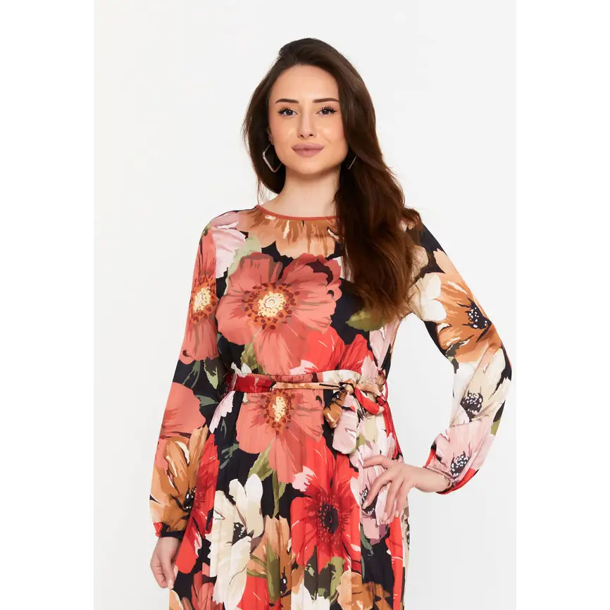 Chic Midi Dress with Long Sleeves - Casual Dress