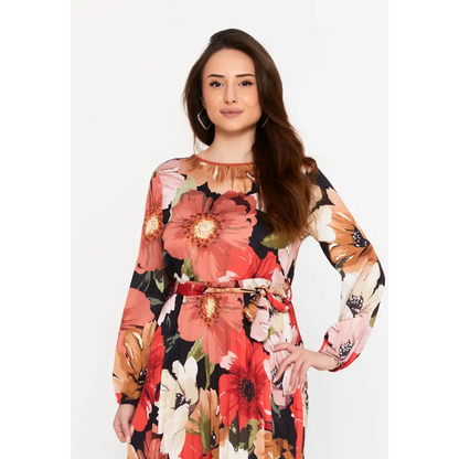 Chic Midi Dress with Long Sleeves - Casual Dress