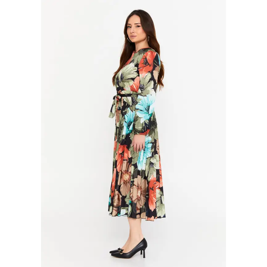Chic Midi Dress with Long Sleeves - Casual Dress