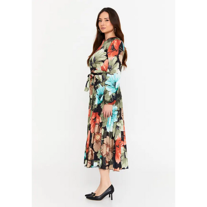 Chic Midi Dress with Long Sleeves - Casual Dress