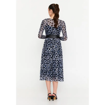 Chic Midi Dress with Long Sleeves Lycra Column - Casual Dress