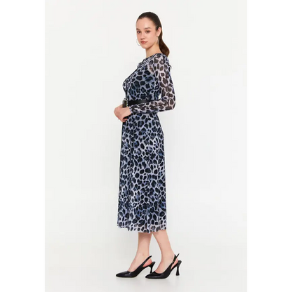 Chic Midi Dress with Long Sleeves Lycra Column - Casual Dress