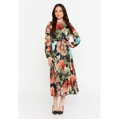 Chic Midi Dress with Long Sleeves - Mint-Multicolor / 36 - Casual Dress