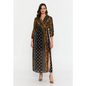 Chiffon Print Maxi Dress – Light & Flowing Fit - Black-Yellow / 38 - Casual Dress