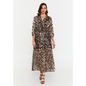 Chiffon Print Maxi Dress – Light & Flowing Fit - Brown-Beige / 38 - Casual Dress