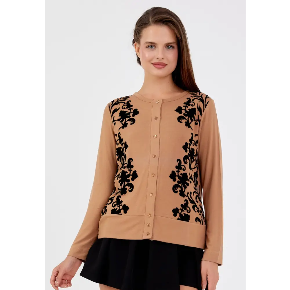 Classic Cotton Knit Cardigan – Long Sleeve Essential - Camel / 36 - Cardigan