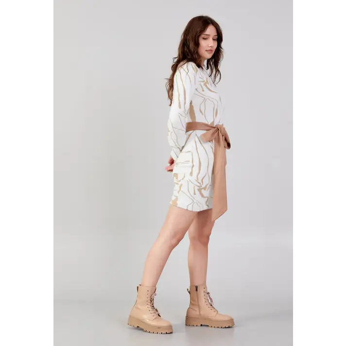 Cream Wool Mini Dress – Chic Winter Long Sleeve Look - Casual Dress