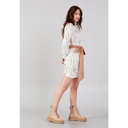 Cream Wool Mini Dress – Chic Winter Long Sleeve Look - Casual Dress