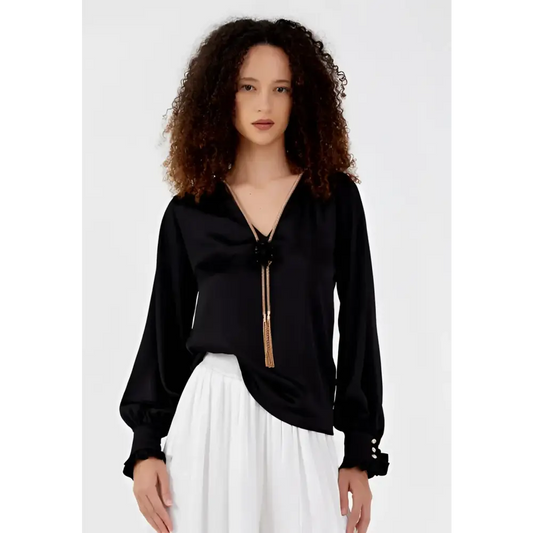 Elegant Black Blouse – Soft Long Sleeve Everyday Top - Black / 36 - Blouse