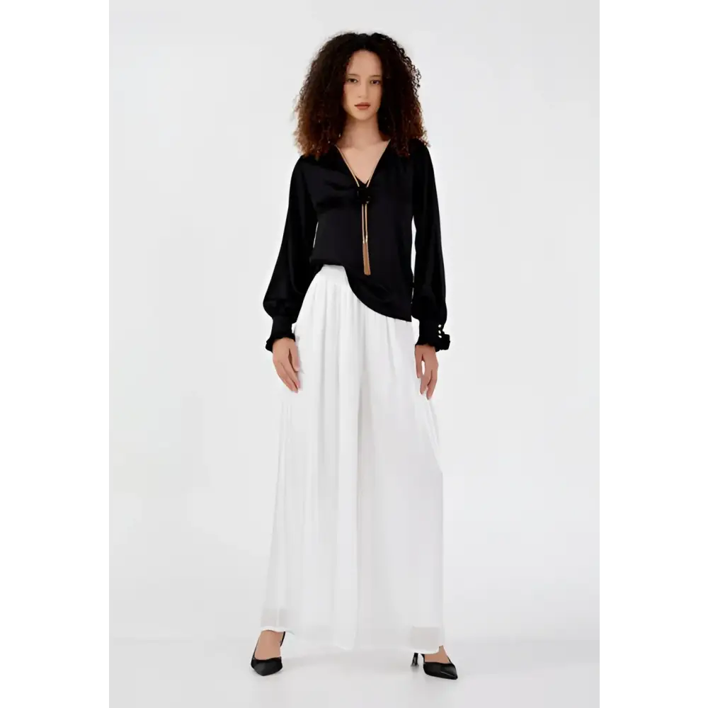 Elegant Black Blouse – Soft Long Sleeve Everyday Top - Blouse