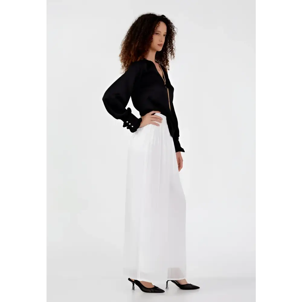 Elegant Black Blouse – Soft Long Sleeve Everyday Top - Blouse
