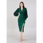 Emerald Green Midi – Sleek Long Sleeve Evening Dress - Green / 36 - Evening Dress