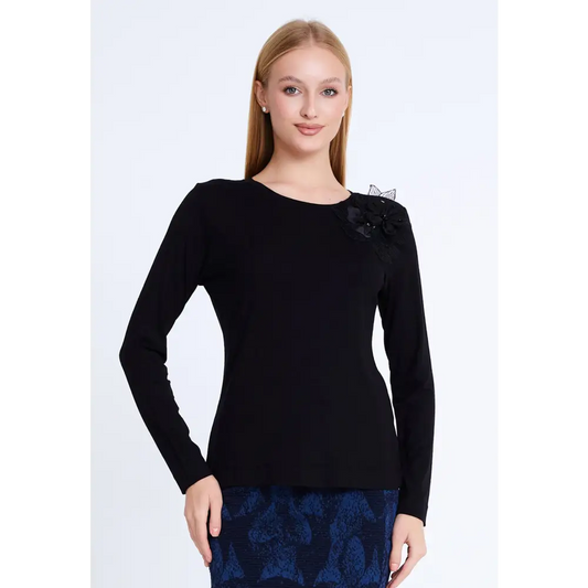Floral Print Blouse – Soft Fit with Long Sleeves - 36 - Blouse
