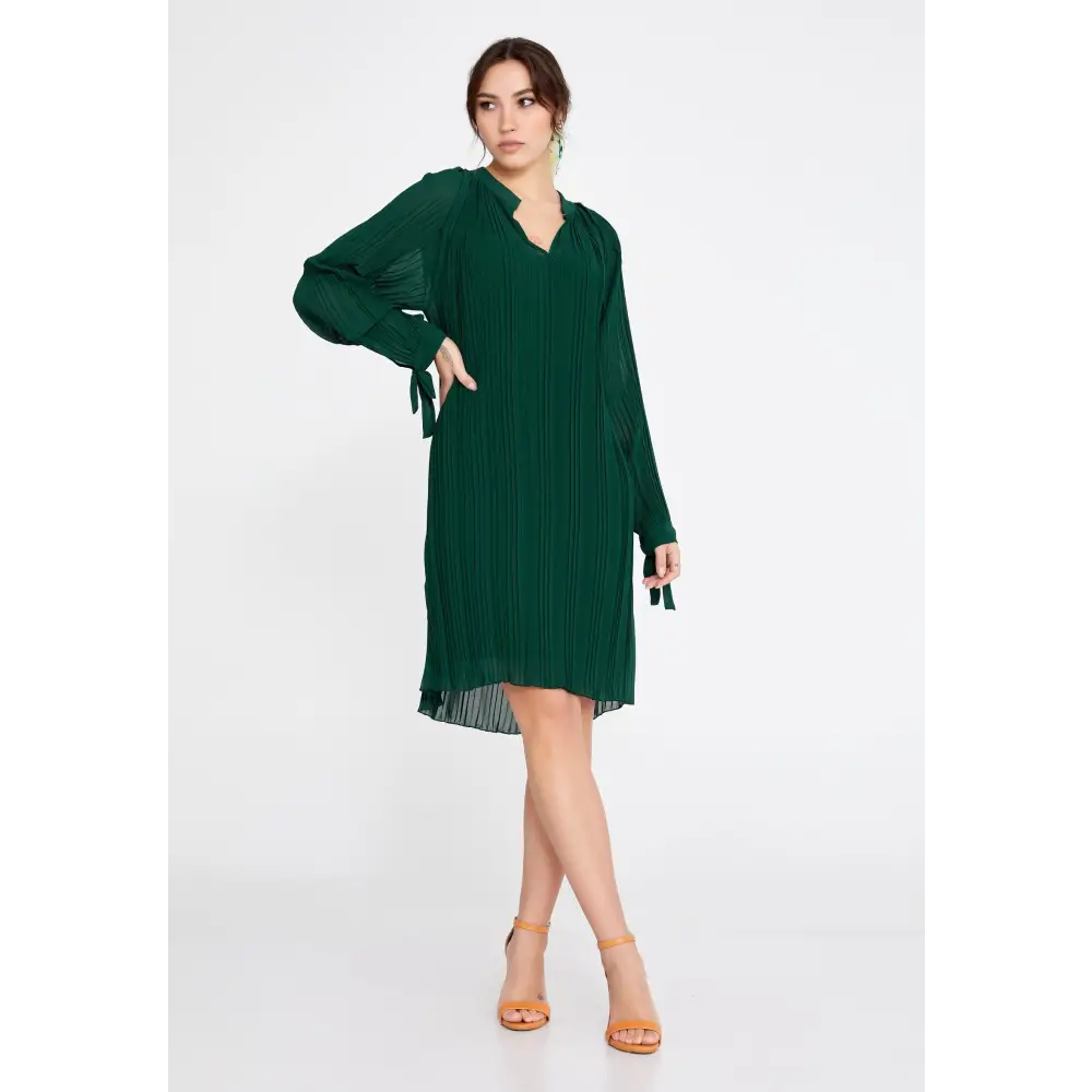 Green Chiffon Mini Dress – Soft Fit for Everyday Chic - 36 - Casual Dress