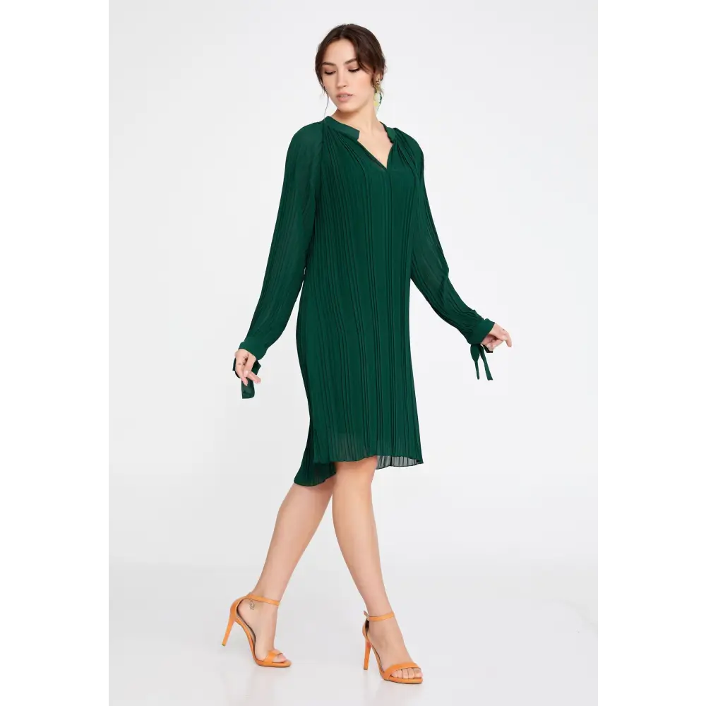 Green Chiffon Mini Dress – Soft Fit for Everyday Chic - Casual Dress