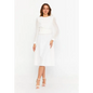 Ivory Viscose Midi Dress – Clean Long Sleeve Classic - White / 36 - Casual Dress