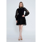 Lace Detail Mini Dress with Long Sleeves - Black / 36 - Casual Dress
