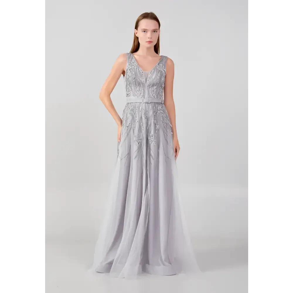 Lavender Tulle Maxi Dress – Sleeveless Romantic Guest Look - Grey / 38 - Wedding Guest Dress