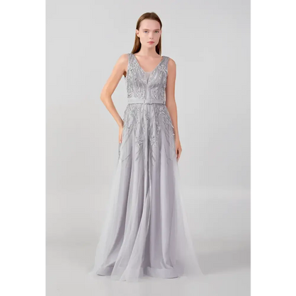 Lavender Tulle Maxi Dress – Sleeveless Romantic Guest Look - Grey / 38 - Wedding Guest Dress