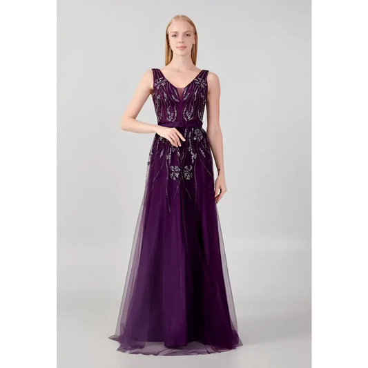 Lavender Tulle Maxi Dress – Sleeveless Romantic Guest Look - Purple / 38 - Wedding Guest Dress