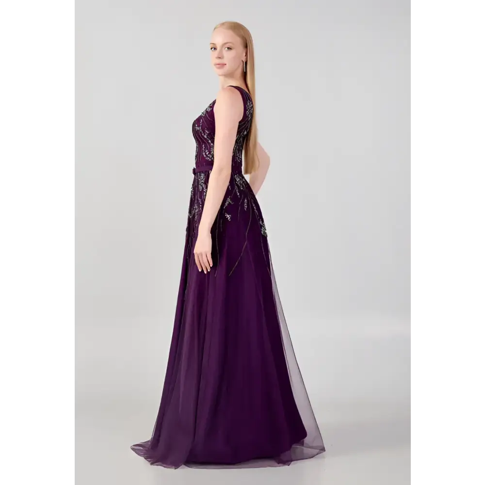 Lavender Tulle Maxi Dress – Sleeveless Romantic Guest Look - Wedding Guest Dress