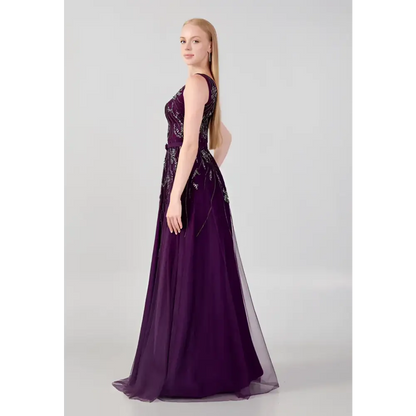 Lavender Tulle Maxi Dress – Sleeveless Romantic Guest Look - Wedding Guest Dress