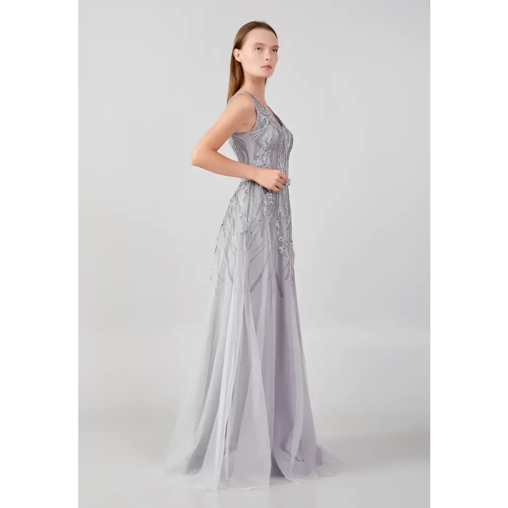 Lavender Tulle Maxi Dress – Sleeveless Romantic Guest Look - Wedding Guest Dress