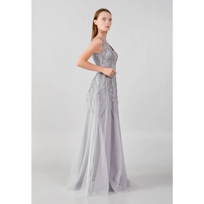 Lavender Tulle Maxi Dress – Sleeveless Romantic Guest Look - Wedding Guest Dress
