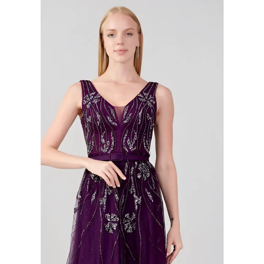 Lavender Tulle Maxi Dress – Sleeveless Romantic Guest Look - Wedding Guest Dress