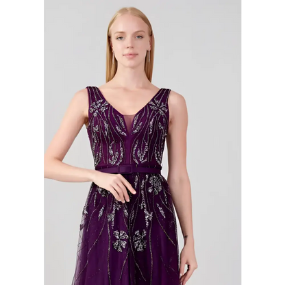 Lavender Tulle Maxi Dress – Sleeveless Romantic Guest Look - Wedding Guest Dress