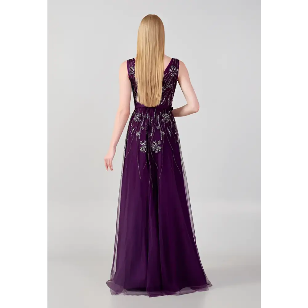 Lavender Tulle Maxi Dress – Sleeveless Romantic Guest Look - Wedding Guest Dress