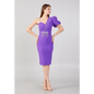 Lilac Crepe Midi Dress – Soft Short Sleeve Party Style - Purple / 36 - Evening Dress