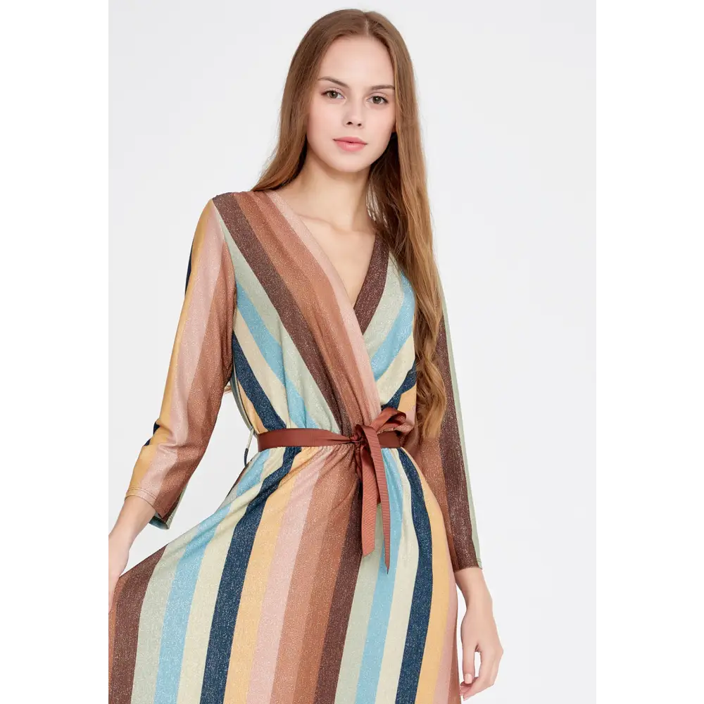 Lycra Maxi Dress with Belt – Everyday Long Sleeve Fit - Casual Dress