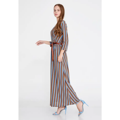 Lycra Maxi Dress with Belt – Everyday Long Sleeve Fit - Casual Dress
