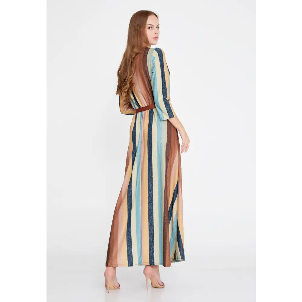 Lycra Maxi Dress with Belt – Everyday Long Sleeve Fit - Casual Dress