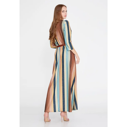Lycra Maxi Dress with Belt – Everyday Long Sleeve Fit - Casual Dress