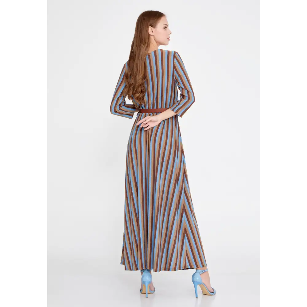 Lycra Maxi Dress with Belt – Everyday Long Sleeve Fit - Casual Dress