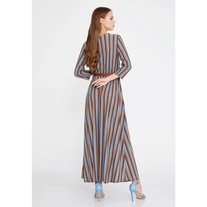 Lycra Maxi Dress with Belt – Everyday Long Sleeve Fit - Casual Dress