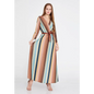 Lycra Maxi Dress with Belt – Everyday Long Sleeve Fit - Mint-Brown / 36 - Casual Dress
